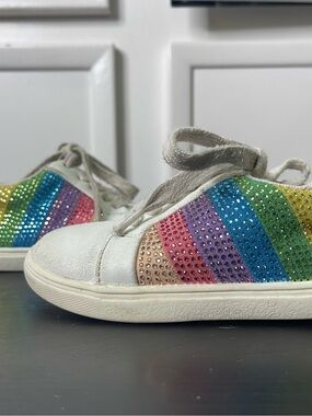 Kurt Geiger Kids Mini Lane Rainbow Crystal Stripe Sneakers Sz 8T